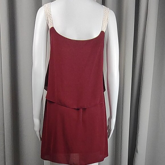 Newbury Kustom Burgundy Gameday Lined Dress With White Lace Straps Size Small - Picture 3 of 9